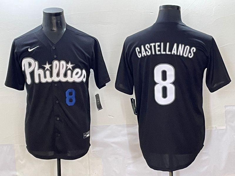 Men 2025 Philadelphia Phillies 8 Castellanos Black Fashion Nike MLB Jersey style 7153